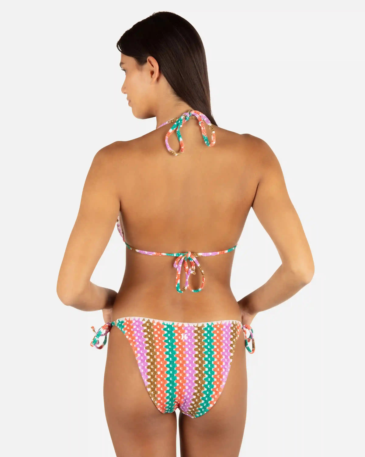 Printed Stripe Crochet Scrunch Classic Tri Top